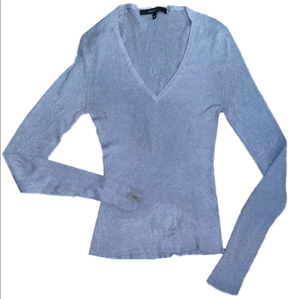 Gucci V Neck Silk Sweater Blouse sz XS